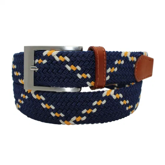Cinturones elásticos con hebilla de alta calidad, cinturones elásticos tejidos para hombres (35